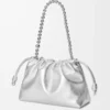 Mittlere Flamenco-Handtasche aus laminiertem Lammleder Silber
