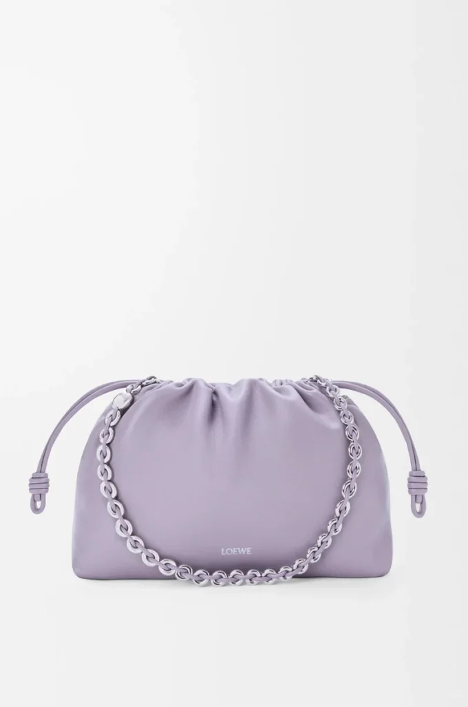 Mittlere Flamenco-Handtasche aus weichem Nappalammleder in Dirty Mauve