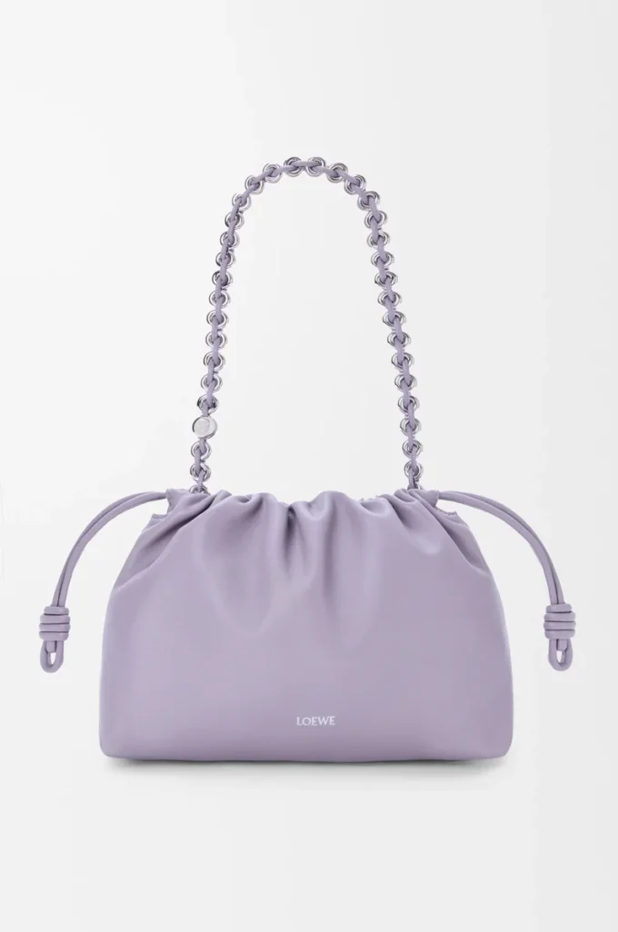 Mittlere Flamenco-Handtasche aus weichem Nappalammleder in Dirty Mauve