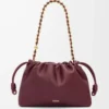 Mittlere Flamenco-Handtasche aus weichem Nappalammleder in Dunkelburgunder