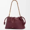Mittlere Flamenco-Handtasche aus weichem Nappalammleder in Dunkelburgunder