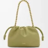 Mittlere Flamenco-Handtasche aus weichem Nappalammleder in Hellmoos