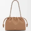 Mittlere Flamenco-Handtasche aus weichem Nappalammleder in Mokka