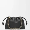 Mittlere Flamenco-Handtasche aus weichem Nappalammleder Schwarz
