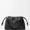 Mittlere Flamenco-Handtasche aus weichem Nappalammleder Schwarz