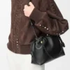 Mittlere Flamenco-Handtasche aus weichem Nappalammleder Schwarz