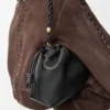 Mittlere Flamenco-Handtasche aus weichem Nappalammleder Schwarz