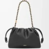 Mittlere Flamenco-Handtasche aus weichem Nappalammleder Schwarz
