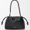 Mittlere Flamenco-Handtasche aus weichem Nappalammleder Schwarz
