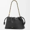 Mittlere Flamenco-Handtasche aus weichem Nappalammleder Schwarz