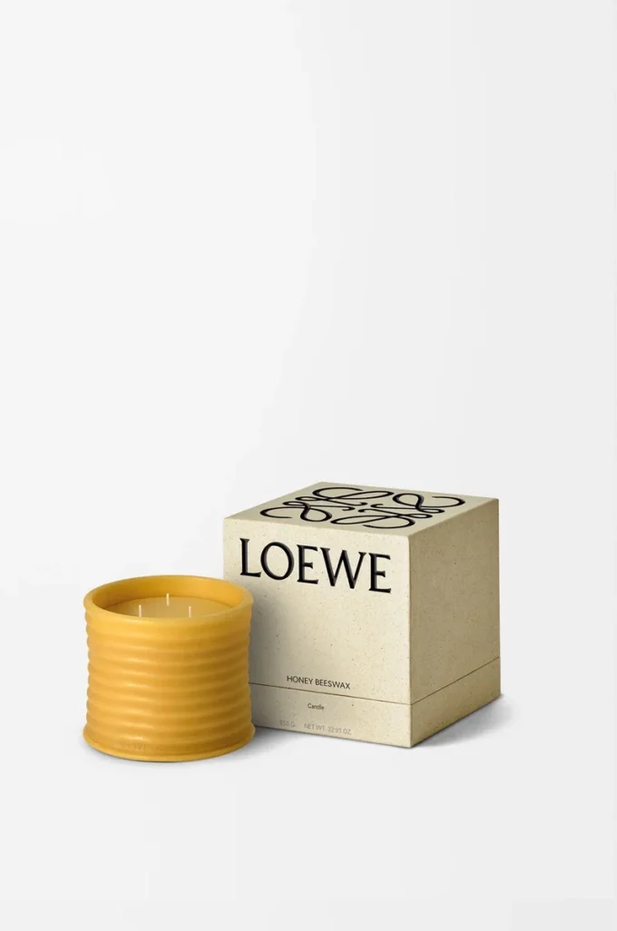 Mittlere Kerze aus Bienenwachs, gelb
