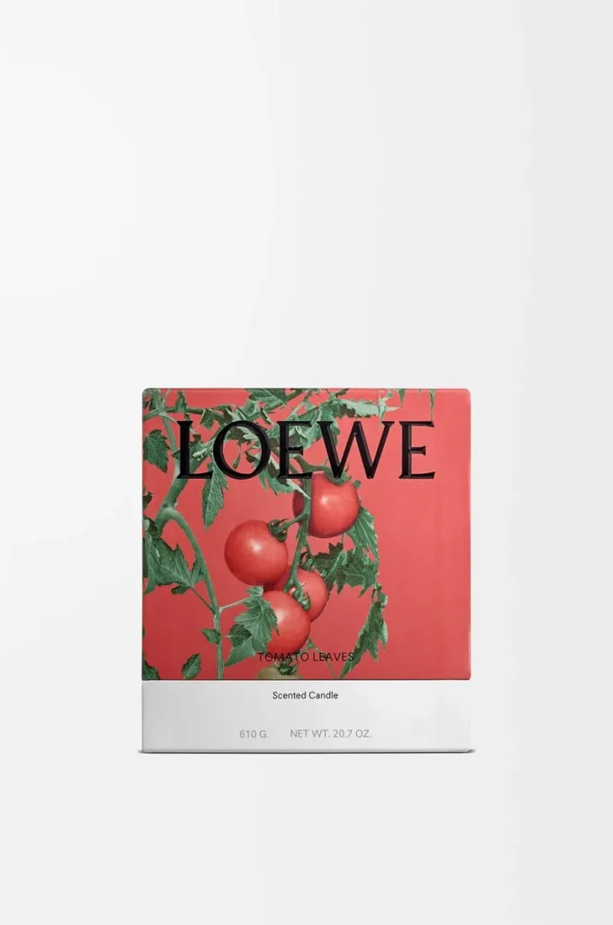 Mittlere Kerze mit Tomatenblättern, rot
