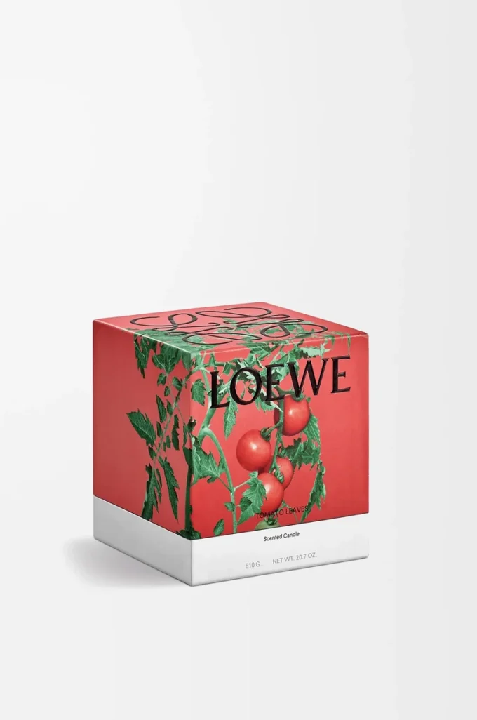 Mittlere Kerze mit Tomatenblättern, rot