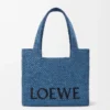 Mittlere LOEWE Font-Tasche aus Raffia Hellblau