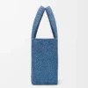 Mittlere LOEWE Font-Tasche aus Raffia Hellblau