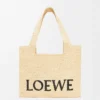 Mittlere LOEWE Font-Tasche aus Raffia in Natur