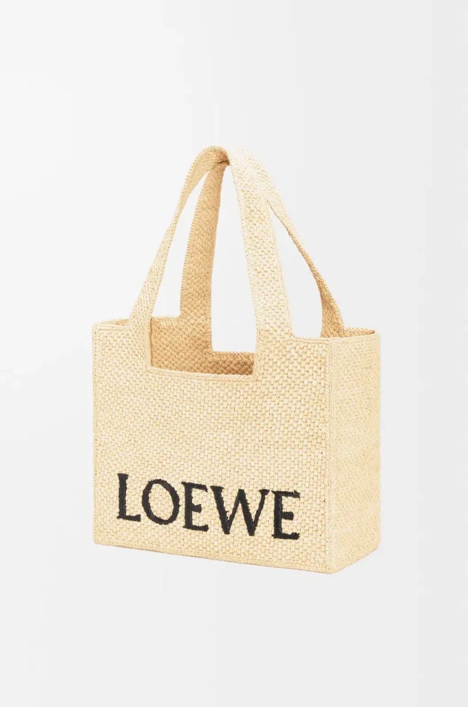 Mittlere LOEWE Font-Tasche aus Raffia in Natur