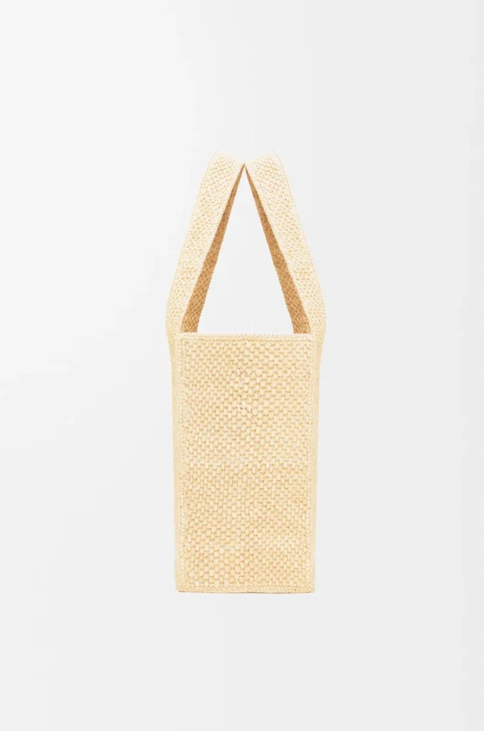 Mittlere LOEWE Font-Tasche aus Raffia in Natur