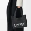 Mittlere LOEWE Font-Tasche aus Raffia in Schwarz