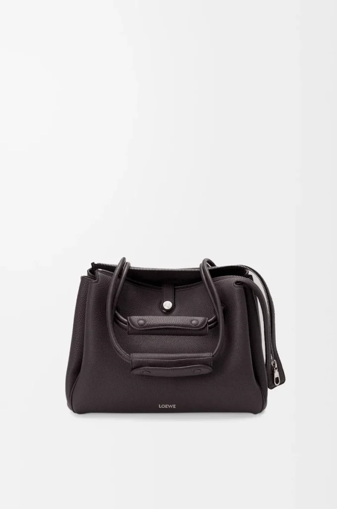 Mittlere Madrid-Tasche aus geschmeidigem genarbtem Kalbsleder Dark Ebony