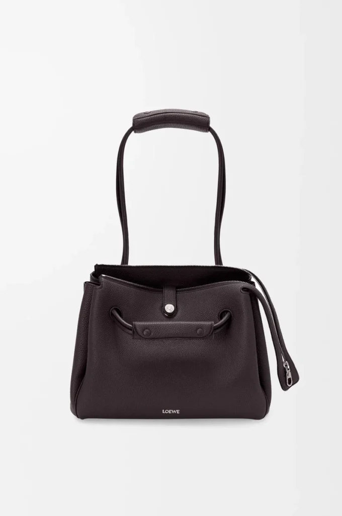 Mittlere Madrid-Tasche aus geschmeidigem genarbtem Kalbsleder Dark Ebony