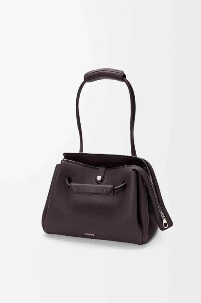 Mittlere Madrid-Tasche aus geschmeidigem genarbtem Kalbsleder Dark Ebony