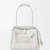 Mittlere Madrid-Tasche aus geschmeidigem genarbtem Kalbsleder in Soft White