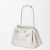 Mittlere Madrid-Tasche aus geschmeidigem genarbtem Kalbsleder in Soft White