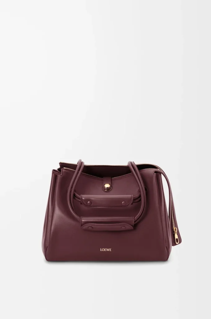 Mittlere Madrid-Tasche aus geschmeidigem Kalbsleder in Dark Burgundy