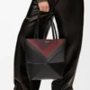 Mittlere Puzzle Fold-Tasche aus Nappakalbsleder Schwarz/Burgunderrot