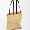 Mittlere Puzzle Fold-Tasche aus Raffia in Natur