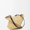 Mittlere Puzzle Fold-Tasche aus Raffia in Natur