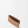 Münz-Kartenetui aus pebble-genarbtem Kalbsleder in Mocha