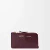 Münzkartenetui aus glattem und genarbtem Kalbsleder Dark Burgundy