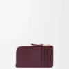 Münzkartenetui aus glattem und genarbtem Kalbsleder Dark Burgundy