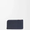 Münzkartenetui aus satiniertem Kalbsleder in Deep Navy