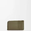 Münzkartenetui aus satiniertem Kalbsleder in Khaki Green