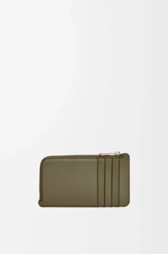 Münzkartenetui aus satiniertem Kalbsleder in Khaki Green