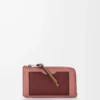 Münzkartenetui aus weichem genarbtem Kalbsleder Blush/Mahogany