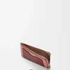Münzkartenetui aus weichem genarbtem Kalbsleder Blush/Mahogany