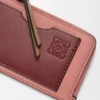 Münzkartenetui aus weichem genarbtem Kalbsleder Blush/Mahogany