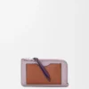 Münzkartenetui aus weichem genarbtem Kalbsleder Dirty Mauve/Squirrel