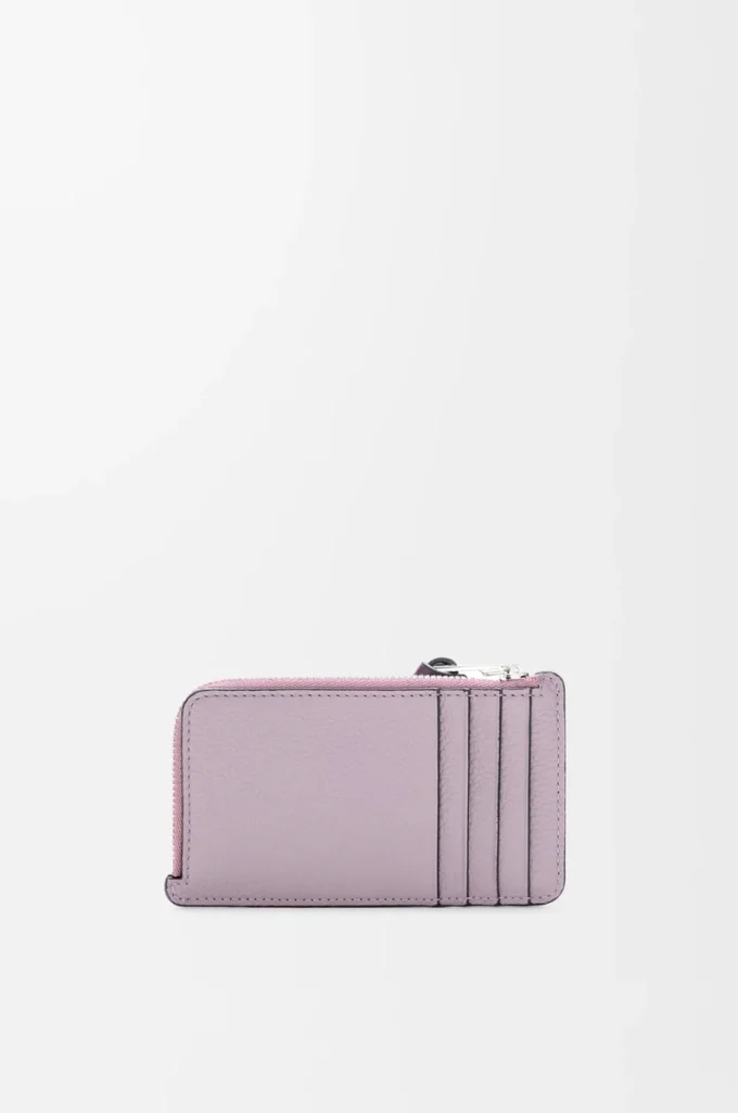 Münzkartenetui aus weichem genarbtem Kalbsleder Dirty Mauve/Squirrel