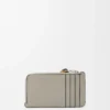 Münzkartenetui aus weichem genarbtem Kalbsleder Shell Grey/Eucalyptus