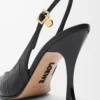 Neue Comic-Slingback-Pumps aus gemischtem Leder in Schwarz