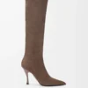 Neue Comic-Stiefel aus Stretch-Lammleder und Wildleder Schwarz/Zigarre