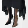 Neue Comic-Stiefel aus Stretch-Lammleder und Wildleder Schwarz/Zigarre