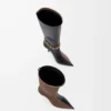 Neue Comic-Stiefel aus Stretch-Lammleder und Wildleder Schwarz/Zigarre