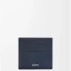 Offener Kartenhalter aus strukturiertem klassischem Kalbsleder Deep Navy