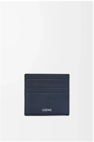 Offener Kartenhalter aus strukturiertem klassischem Kalbsleder Deep Navy